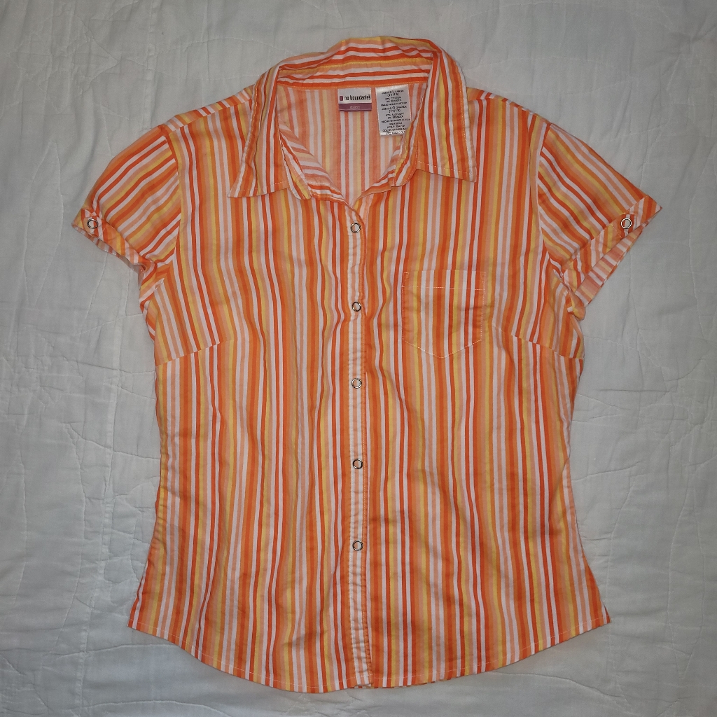 Striped Collared Button Down Top